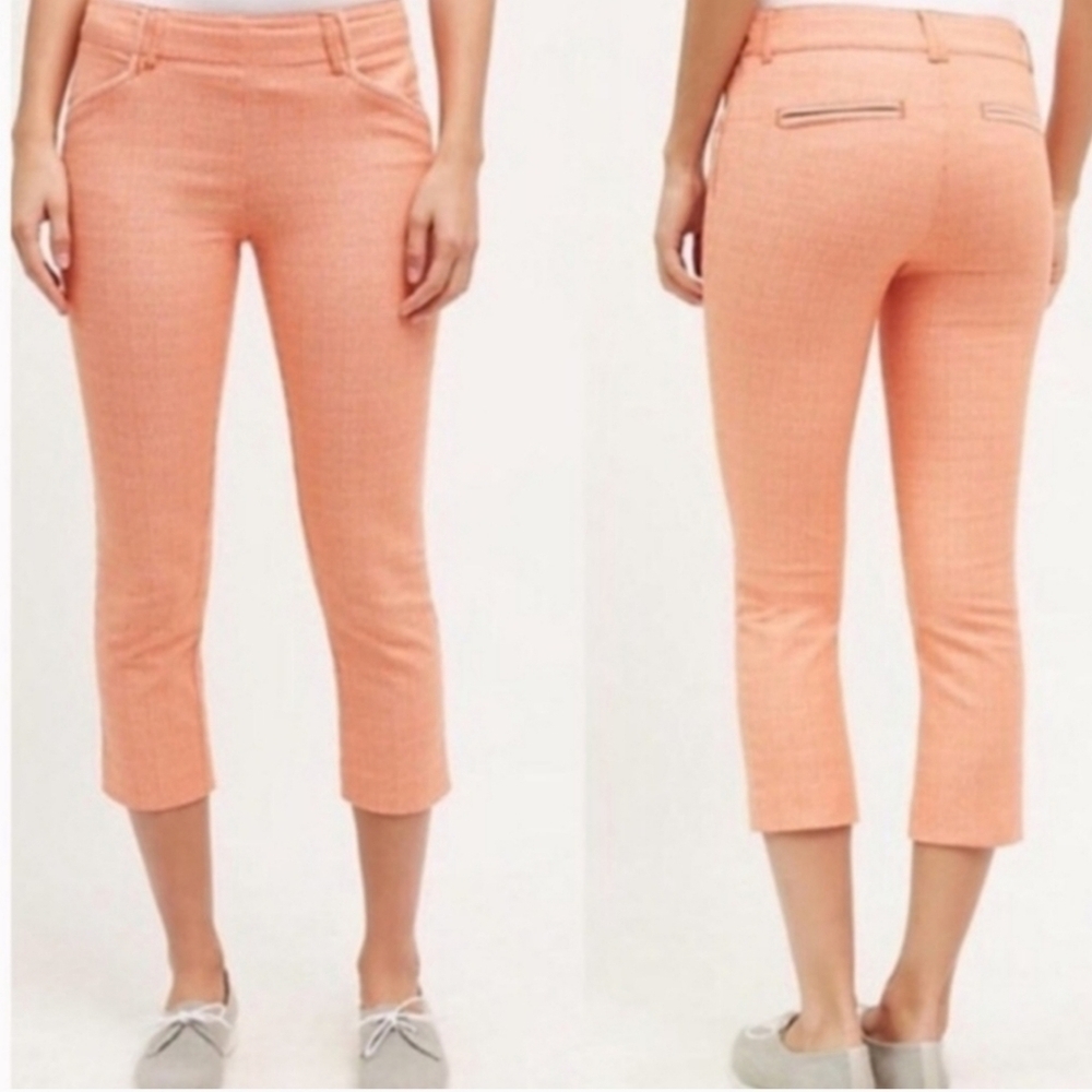 Anthropologie Cartonnier Orange Striped Charlie Trouser Side Zip Pants 12